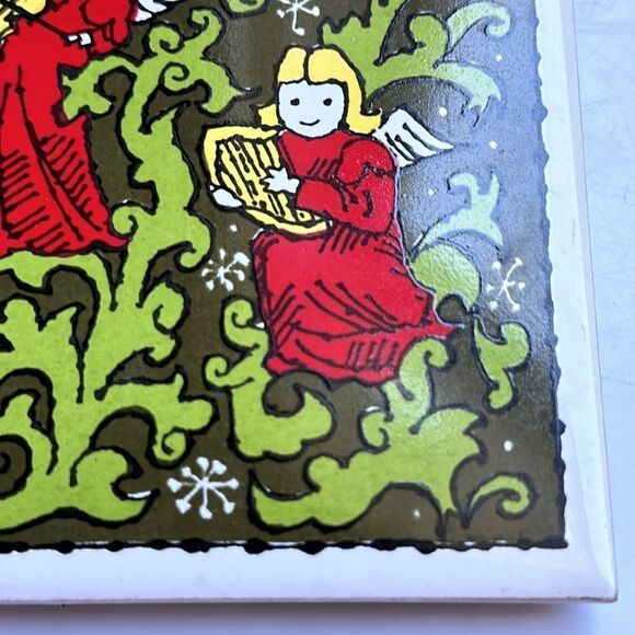 Vtg Holt-Howard Ceramic Tile Trivet/Hot Plate/Wall Hanger Angels/Instruments. - Picture 4 of 6